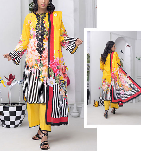 Luxury Digital Premium Printed Dress With Lawn Printed Dupatta (Unstitched) (DRL-1529)	