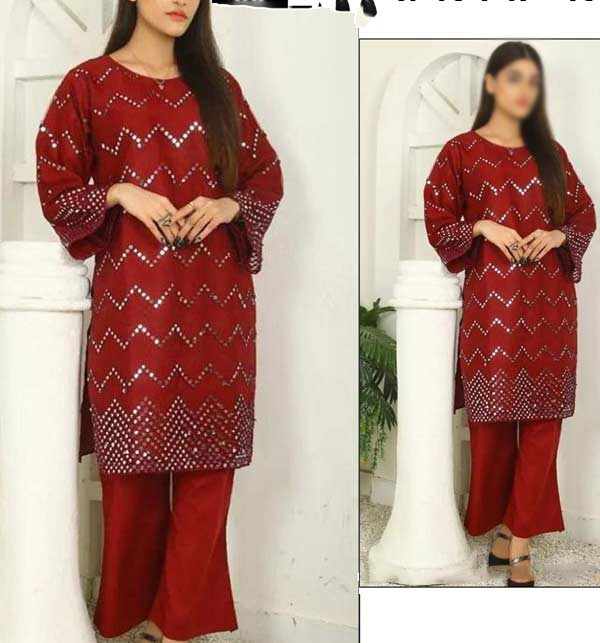 Luxury Lawn 9mm Sequence Full Heavy Embroidered Lawn Dress (2-Piece) (UnStitched) (DRL-1285)