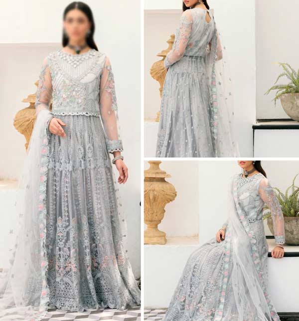 Luxury Embroidered Net MAXI Party Wear Dress 2023 (UnStitched) (CHI-819)