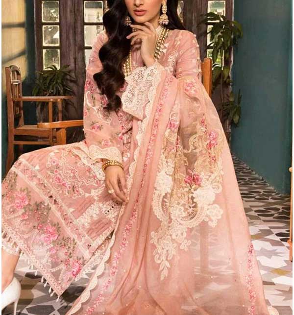 Luxury Collection Embroidered Scifflie Lawn Dress with Embroidered Net Dupatta (UnStitched) (DRL-1235)