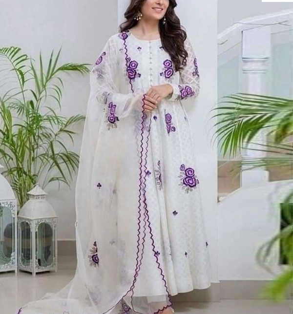 Luxury Lawn Embroidered Dress With Bamber Embroidered Dupatta (UnStitched) (DRL-1410)