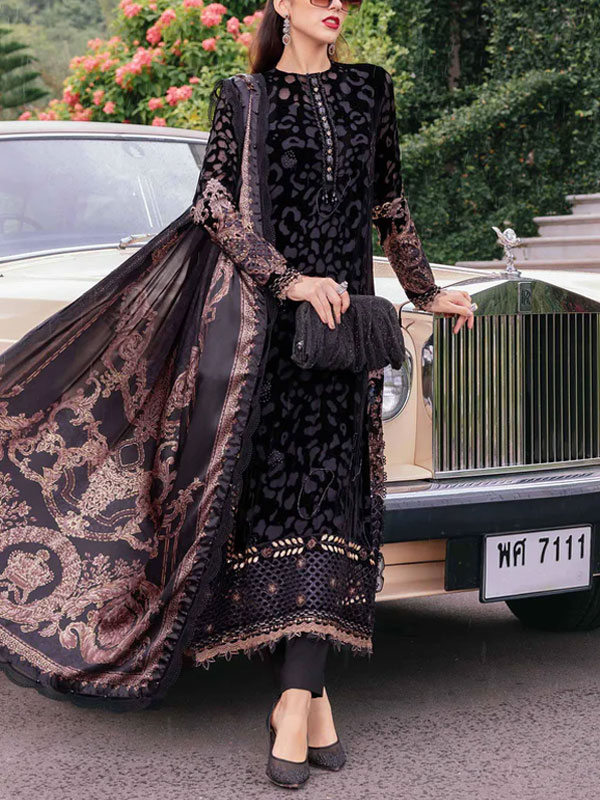 LUXURY Lawn Heavy Embroidered Dress With Chiffon Embroidered Dupatta (Unstitched) (DRL-2435)