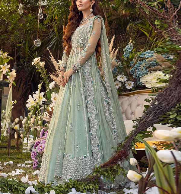 Luxury NET Full Heavy Embroidered Party Wear Maxi Dress Embroidered Pearls Dupatta (CHI-887)