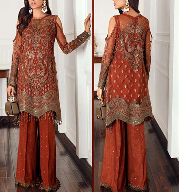Luxury Heavy Embroidered with Handwork Organza Party Wear Dress 2022 (UnStitched) (CHI-775)
