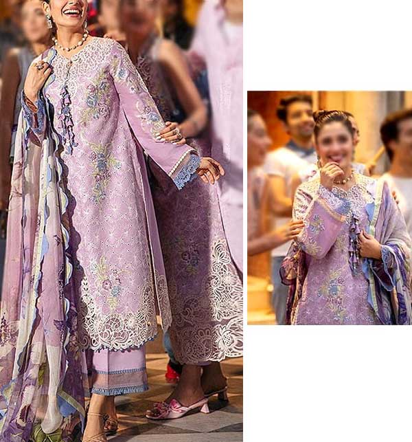Luxury Schiffli Embroidered EID Lawn Dress 2022 with Silk Dupatta  (Unstitched) (DRL-1169)