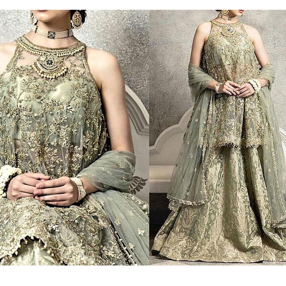 Heavy Embroidered Masoori Net Bridal Dresses 2022  (CHI-228) (Unstitched)