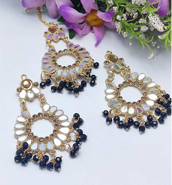 Mirror Earring With Matha Patti (ZV:10890)