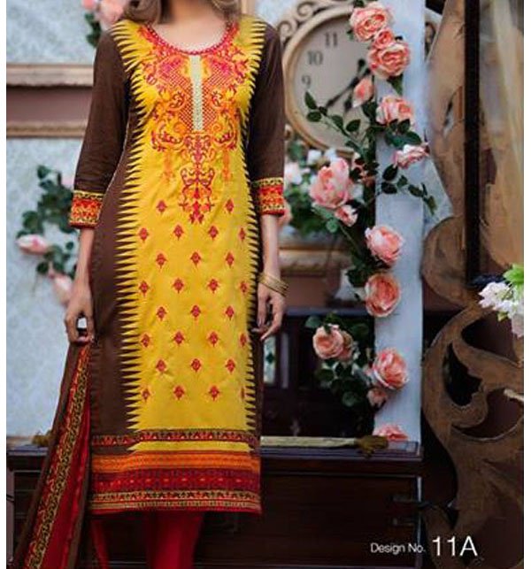 MTF Embroidered Lawn Collection 2016 Unstitched with Chiffon Dupatta (MTF-01)