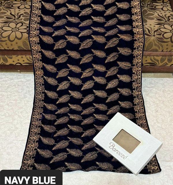 Navy Blue Velvet Embroidered Shawl (Shawl203) Online Shopping & Price in Pakistan