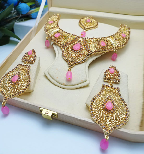 Necklace Set With Earring Matha Patti & Jhumer (ZV:14865)