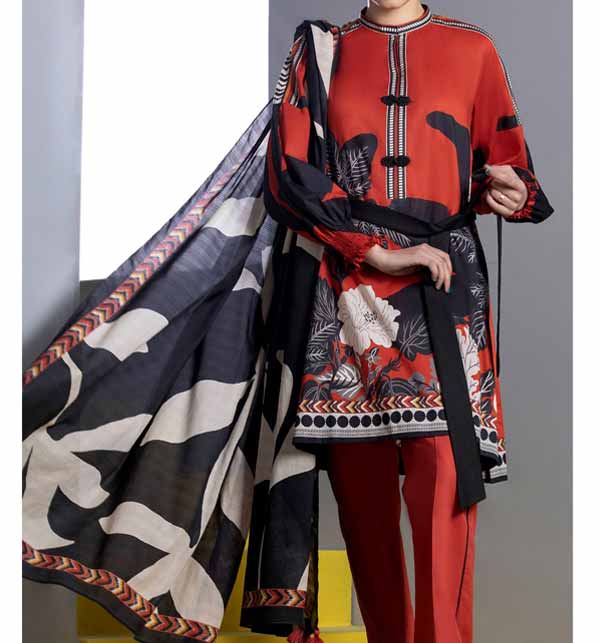 New Digital Printed Lawn Suit With Lawn Dupatta (DRL-847)