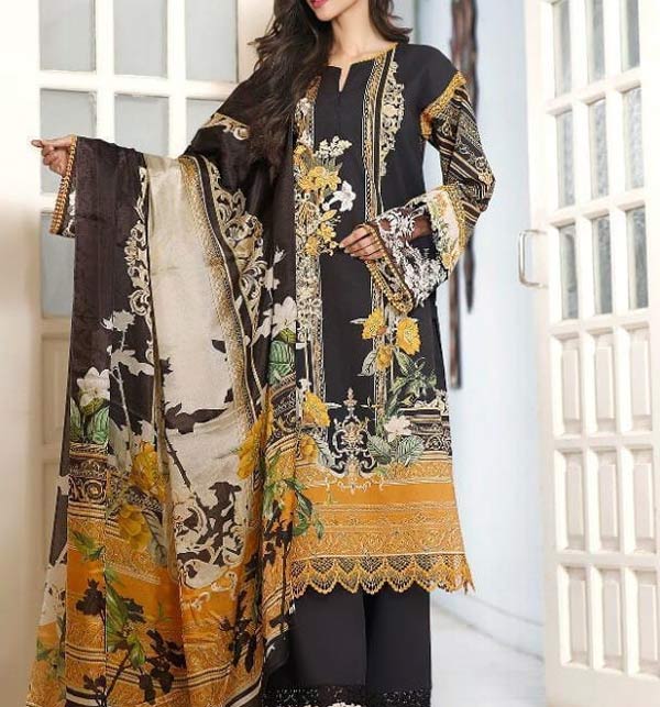 New Linen Embroidered Dress With Linen Dupatta UnStitched (LN-267)