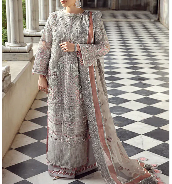 Organza Heavy Embroidered Dress With Embroidered Organza Dupatta (Unstitched) (CHI-899)