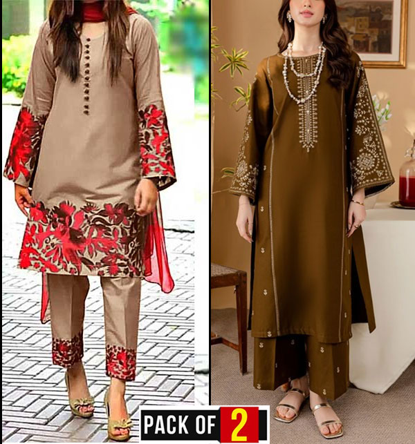 pack of 2 2 pcs lawn embroidered dress deal 98 47753