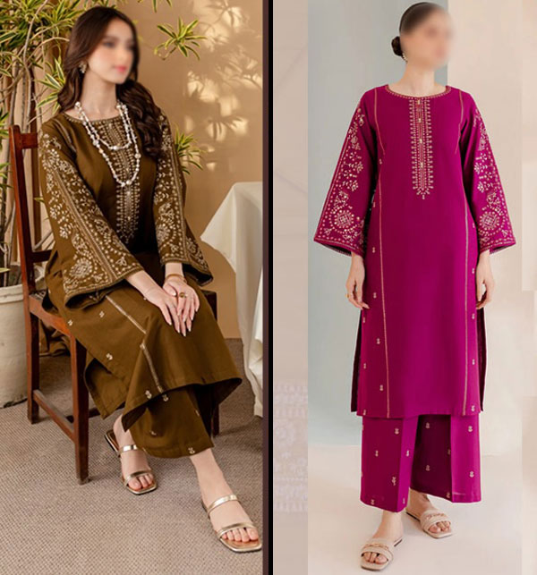 EID DEAL Pack Of 2 Luxury Lawn Heavy Embroidered Dress Heavy Embroidery Trouser (Deal-99)	