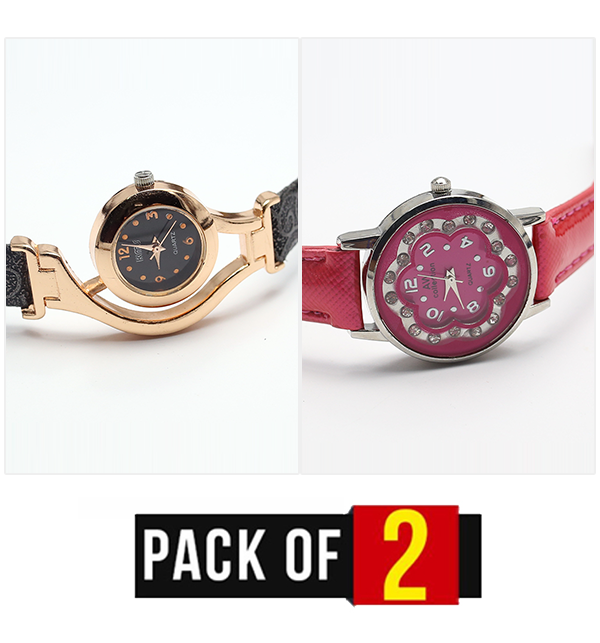 Pack Of 2 AW Collection Women Quartz Watch - (CW-109 & CW-110)