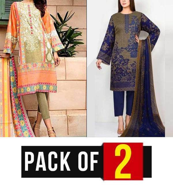 EID DEAL Pack OF 2 - Embroidered Lawn Suits 2022 with Chiffon Dupatta (Unsitched) (DRL-1155) &  (DRL-1171)