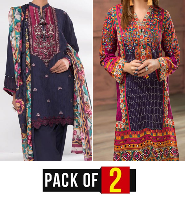 Pack of 2 Embroidered Lawn Suits Sale 2022 (DRL-559) & (DRL-418)