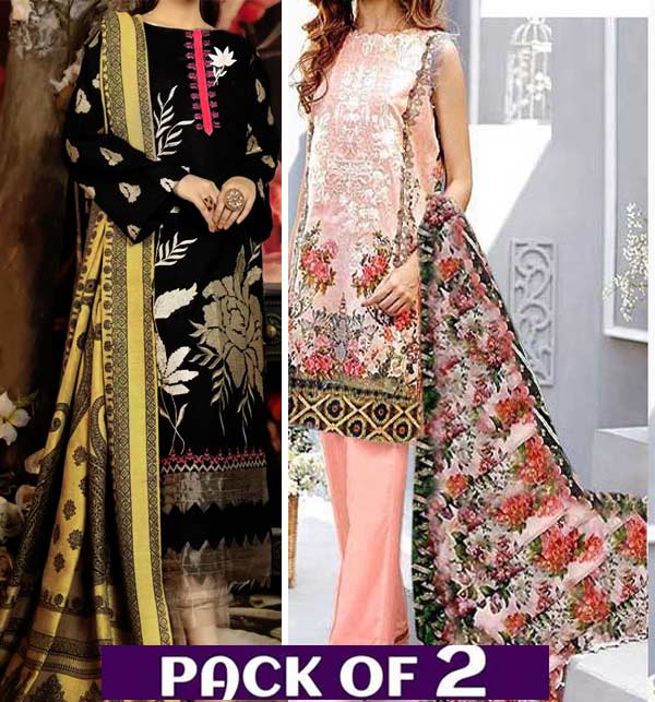Pack of 2 Embroidered Lawn Suits Sale 2023 (Deal-80)