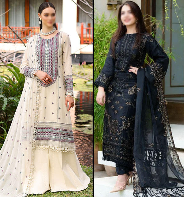 Pack of 2 - Luxury Heavy Embroidered Lawn Dress With Bamber Chiffon EMb. Dupatta (Unstitched) (Deal-100)