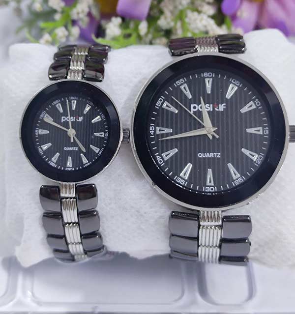Pack Of 2 Stainless Steel Chain Couple Watches (ZV:11042)