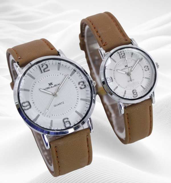 Pack Of 2 Stylish Brown Watch For Couple (ZV:11960)