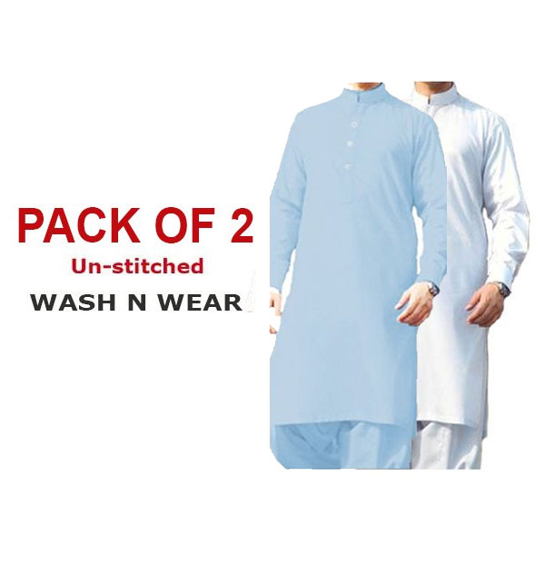 Pack of 2 Wash n Wear Men's Shalwar Kameez Unstitched (Deal-102)