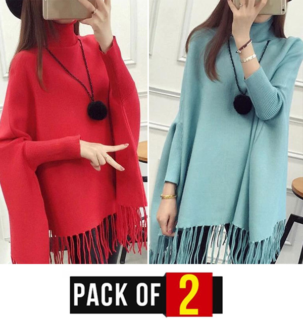 Pack of 2 Winter Fleece Poncho For Women (FPW-03) & (FPW-05)