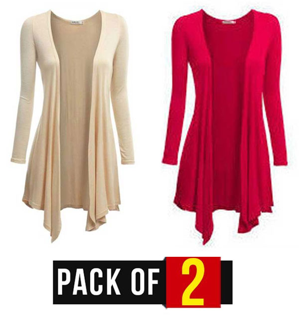 Pack of 2 Women's Viscose Shrugs Color Available - Pink & Camel 