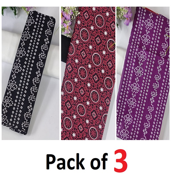 Pack of 3 Lawn Printed Suit (2 Pec UnStitched Dress) (DEAL-46)