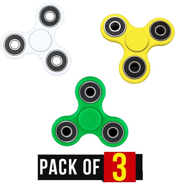 Pack of 3 - Fidget Spinner Stress Reducer Toy - Three Sided