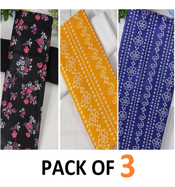 PACK OF 3 Lawn Printed Dress (2 Piece Suit) (Unstitched) (Deal-42)