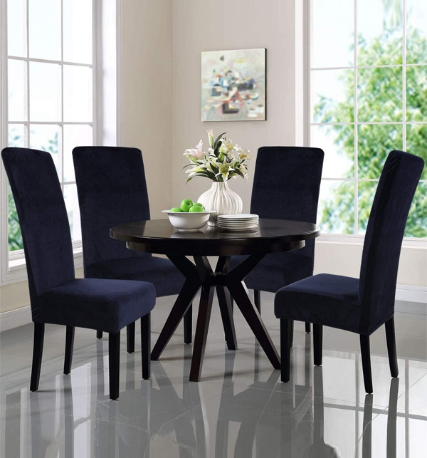 Pack of 4 - Dining Chair Stretchable Covers - Navy Blue