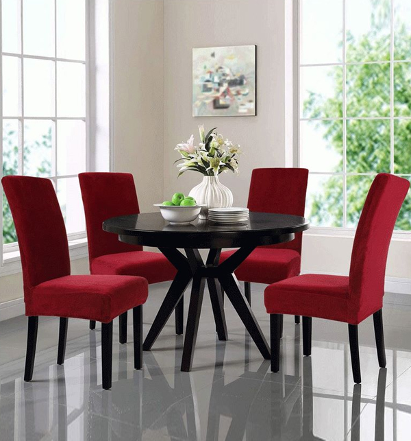 Pack of 4 - Dining Chair Stretchable Covers - Maroon	