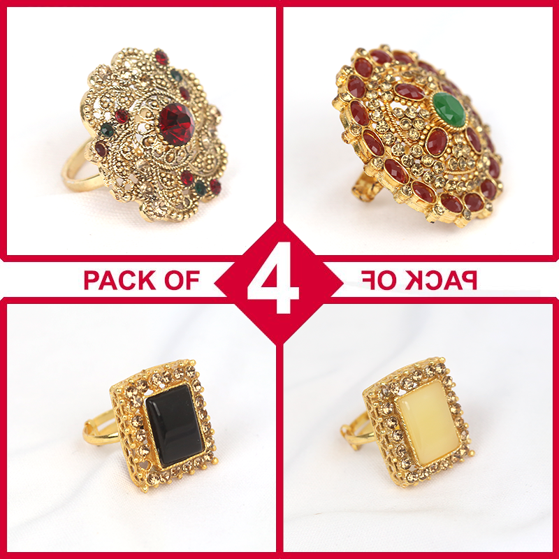 (11 11 SALE) Pack of 4 New Ring For Women (Ring Deal-02)