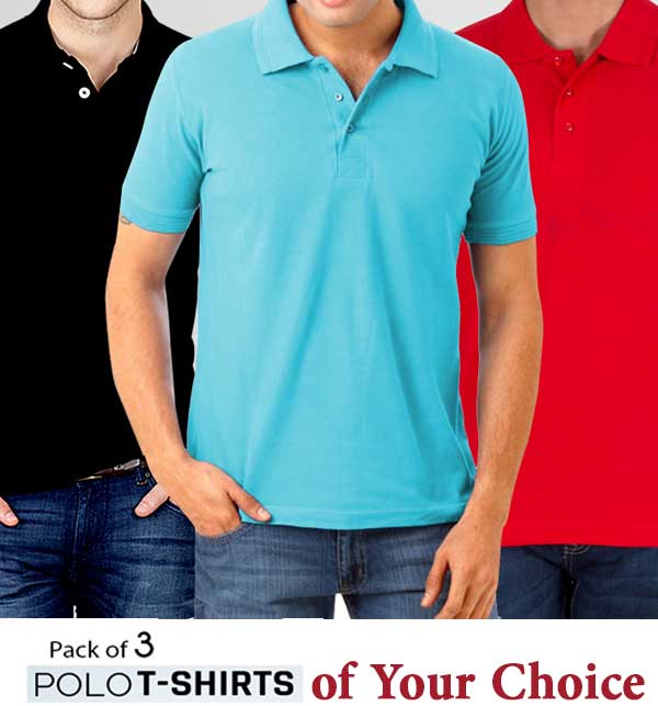 Pack of 3 Polo T Shirts For Men of Your Choice (DT-24)