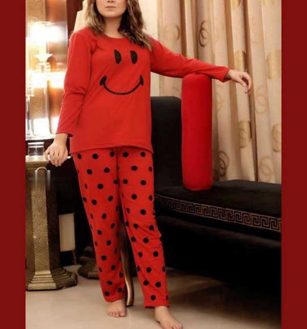 Night Wear Printed T-shirts With Printed Trouser Soft Cotton Jersey (ND-18)