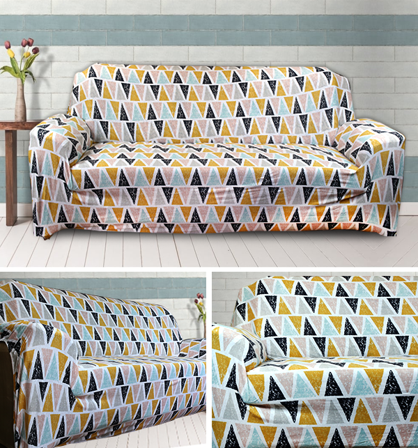 Printed Jersey Sofa Covers Protector Slipcover - (7 Seater) (3+2+1+1)