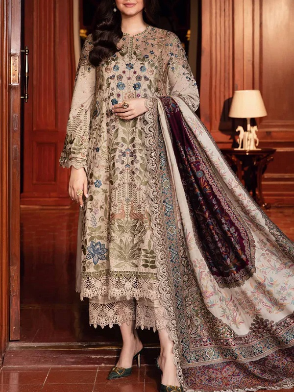 Printed Lawn Dress With Heavy Embroidered Spengle Work (Unstitched) (DRL-2215)