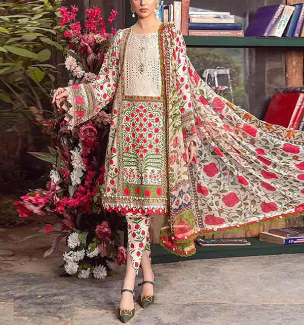 Digital Printed Lawn Embroidered Dress With Printed Chiffon Dupatta (Unstitched) (DRL-1672)