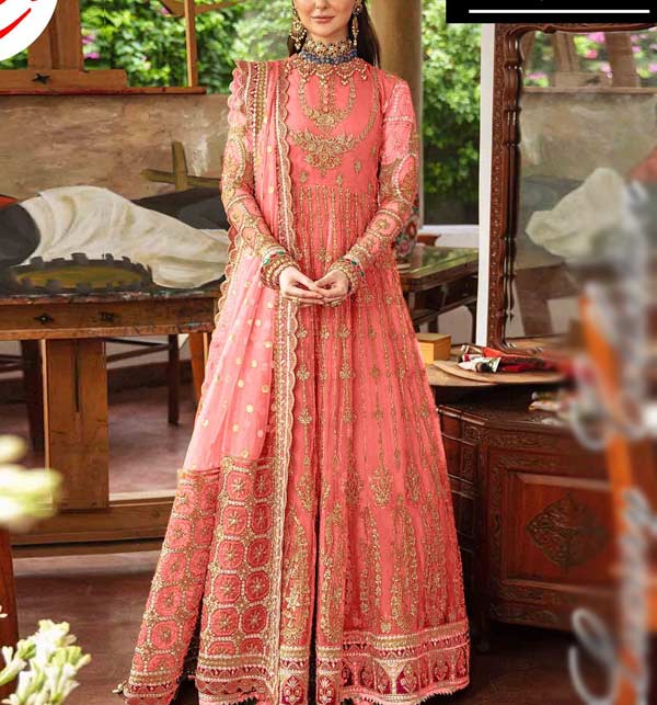 Pure Organza Embroidered Dress With Zari Stonework With Dyed Organza Duppata Unstitched (CHI-625)