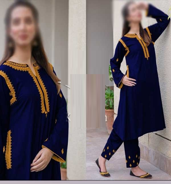 Readymade Embroidered Pocket Casual 2pc Suit (LN-293)