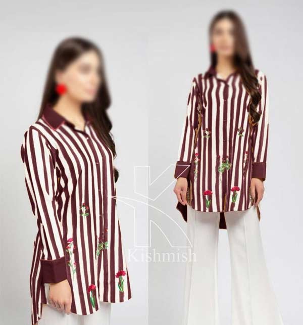 Readymade Linen Flower Embroidery 2-Piece Suit (LN-297)