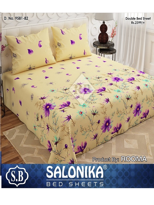 Salonika Cotton King Size Double Bed sheet Set 