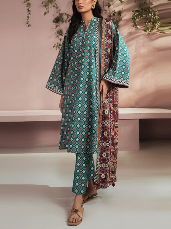 Sapphire 3 PCs Printed Khaddar Dress With Printed Khaddar Dupatta (Unstitched) (KD-271)	