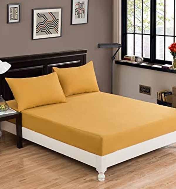 Single Bed Stretch Jersey Fitted Cover - Camel