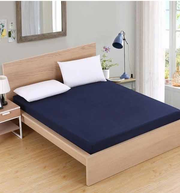 Single Bed Stretch Jersey Fitted Sheet - Navy Blue