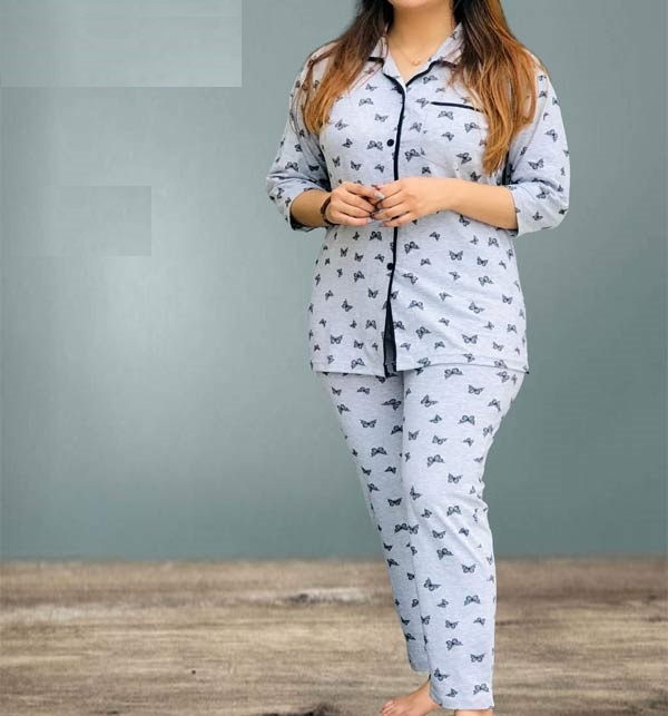 Sleep Dress Night Wear with Shirt and Trouser (Complete Sleeping Suit) For Women and Girls (ND-5)