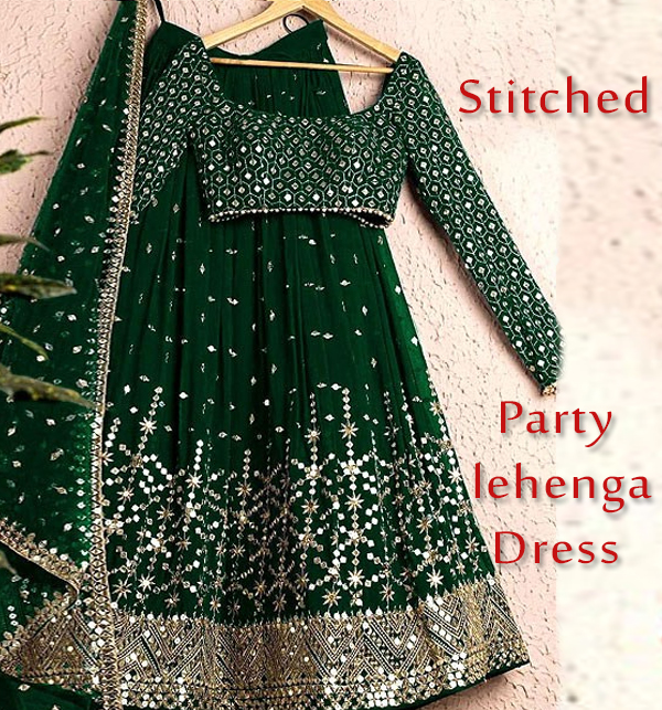 Stitched Embroidered Shamoz Silk Party Wear Lehenga Choli For Girls with Embroidered Chiffon Dupatta (RM-03)