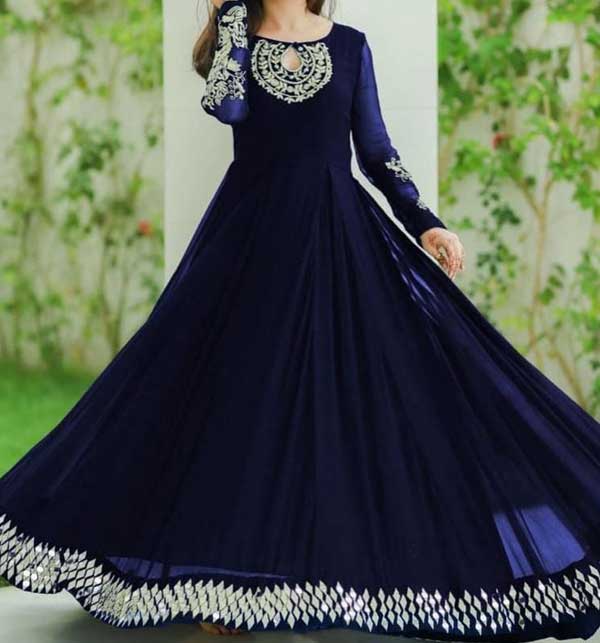 Stitched Chiffon Mirror Work Full Heavy Embroidery MAXI With Inner Ghara 90+ (CHI-648)